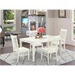 Pemberly Row 5-Piece Dining Set with Rectangular Table in Linen White