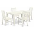 Pemberly Row 5-Piece Dining Set with Rectangular Table in Linen White