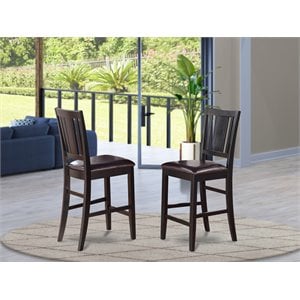 Pemberly Row Leather Counter Height Stools in Black (Set of 2)