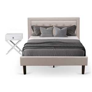 Pemberly Row 2-Piece Fabric Bedroom Set in Mist Beige