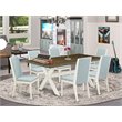 Pemberly Row X-Style 7-Piece Wood Dinette Set in Jacobean Brown