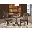 Pemberly Row Antique 3-pc Wood Dining Set with Fabric Seat in Mahogany