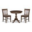 Pemberly Row Antique 3-pc Wood Dining Set with Fabric Seat in Mahogany