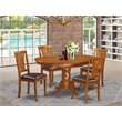 Pemberly Row Portland 5-Piece Saddle Brown Dining Set with Faux Leather Seats