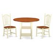 Pemberly Row Sudbury 3-Piece Wood Dining Set in Buttermilk and Cherry