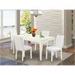 Pemberly Row 5-Pc Asian Hardwood Dining Set with White PU Leather Chairs