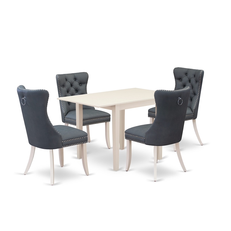 Pemberly Row 5-Piece Dining Table Set for 4 with Linen White Finish