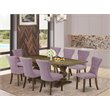 Pemberly Row Lassale 9-Pc Wood Dining Set in Jacobean Brown/Dahlia Finish