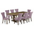 Pemberly Row Lassale 9-Pc Wood Dining Set in Jacobean Brown/Dahlia Finish