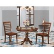 Pemberly Row 3-Piece Round Dining Set with Wood Seat in Mahogany