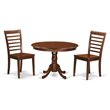 Pemberly Row 3-Piece Round Dining Set with Wood Seat in Mahogany