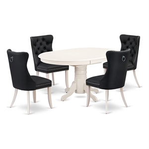Pemberly Row 5-Piece Dining Set with Oval Rubber Wood Table in White