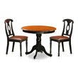 Pemberly Row Antique 3-Piece Dining Set with Leather Chairs in Black