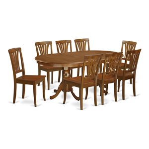 Pemberly Row Plainville 9-Piece Dining Set with Oval Table in Brown