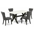 Pemberly Row X-Style 5-Piece Wood Dining Set in Gotham Gray and Black