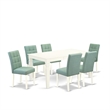Pemberly Row 7-Piece Acacia Wood Dining Set with Faux Leather Seats