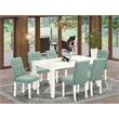 Pemberly Row 7-Piece Acacia Wood Dining Set with Faux Leather Seats