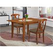 Pemberly Row 3-Piece Dining Set with Saddle Brown Finish and Cushioned Seats