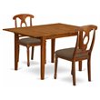 Pemberly Row 3-Piece Dining Set with Saddle Brown Finish and Cushioned Seats