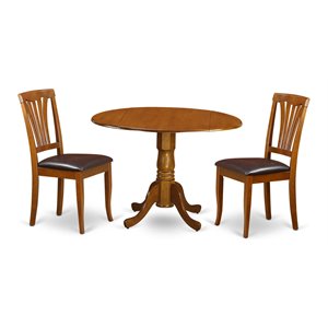 Pemberly Row 3-Piece Rubberwood Dining Set with Saddle Brown Finish