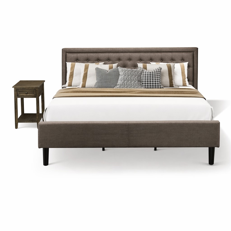 Pemberly Row 2-Piece Wood King Bedroom Set with Distressed Jacobean Finish