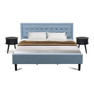 Pemberly Row 3-Piece King Bedroom Set in Navy Blue Denim Finish