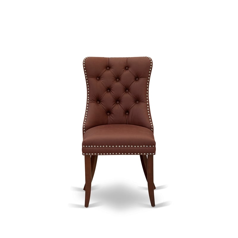 Pemberly Row 5-Piece Dining Room Set with Faux Leather Chairs in Mahogany