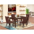 Pemberly Row 5-Piece Dining Room Set with Faux Leather Chairs in Mahogany