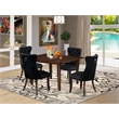 Pemberly Row 5-Piece Mahogany Dinette Set with Black Upholstered Chairs