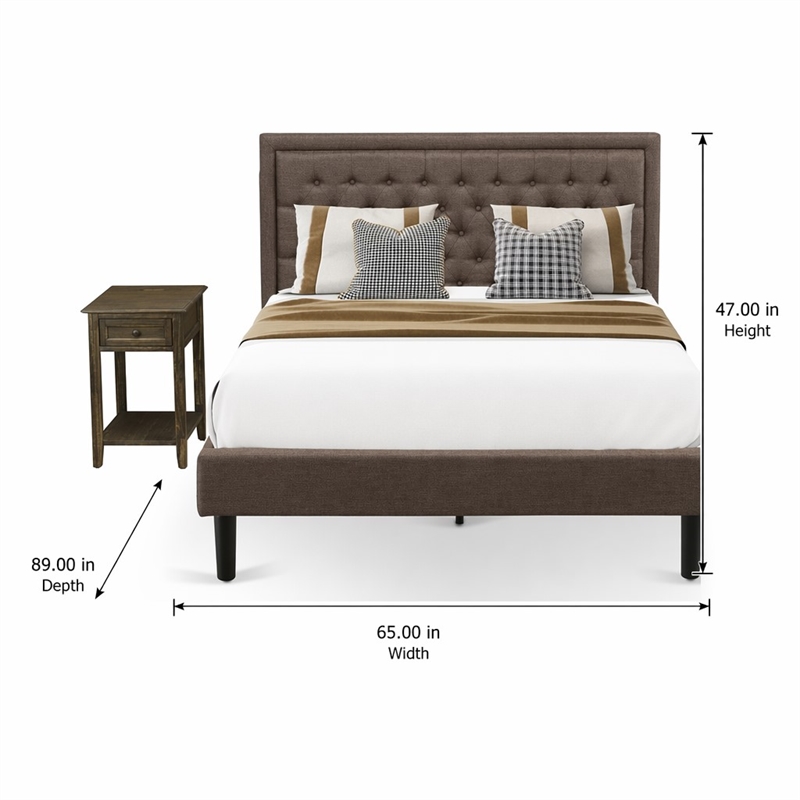 Pemberly Row 2-Piece Queen Bed Set with Nightstand in Brown/Black