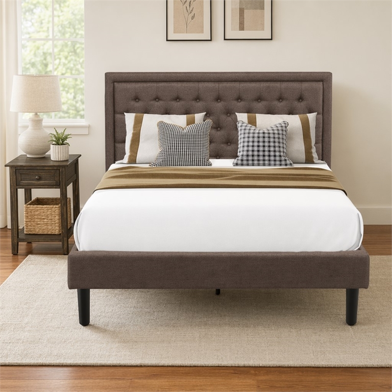 Pemberly Row 2-Piece Queen Bed Set with Nightstand in Brown/Black