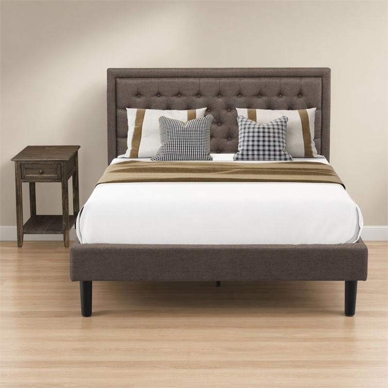 Pemberly Row 2-Piece Queen Bed Set with Nightstand in Brown/Black