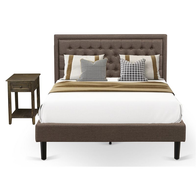 Pemberly Row 2-Piece Queen Bed Set with Nightstand in Brown/Black