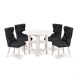 Pemberly Row 5-Piece Drop-Leaf Rubberwood Dining Set in White and Dark Gray