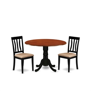 pemberly row 3-piece dining set with black and cherry wood finish