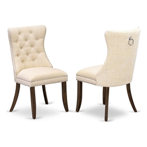 Pemberly Row Linen Fabric Parson Dining Chair in Light Beige (Set of 2)