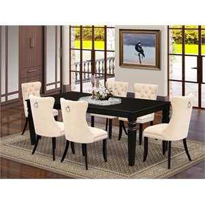 Pemberly Row 7-Piece Dining Set with Butterfly Leaf Table in Black