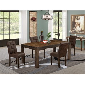 Pemberly Row 5-Piece Dining Set with Distressed Jacobean Table and Chairs