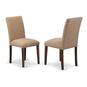 Pemberly Row Abbott Linen Dining Chairs in Light Sable (Set of 2)