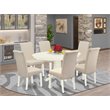 Pemberly Row 7-Piece Wood Dinette Set in Linen White and Cream
