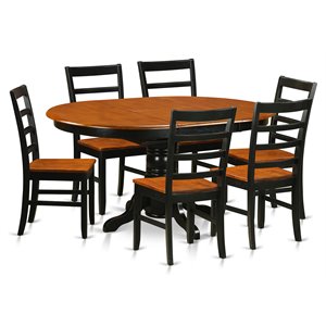 Pemberly Row 7-Piece Wood Dining Set with Butterfly Leaf in Black/Cherry