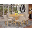 Pemberly Row 7-Piece Wood Dining Set with Parsons Chairs in Oak/Light Fawn