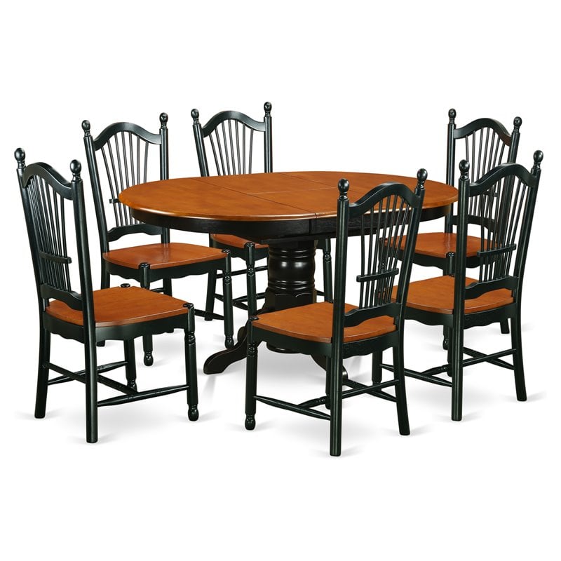 Pemberly Row 7-Piece Wood Dining Set in Black and Cherry Finish