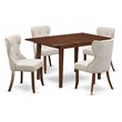 Pemberly Row 5-Piece Wood Dining Set with Mahogany Finish and Upholstered Chairs