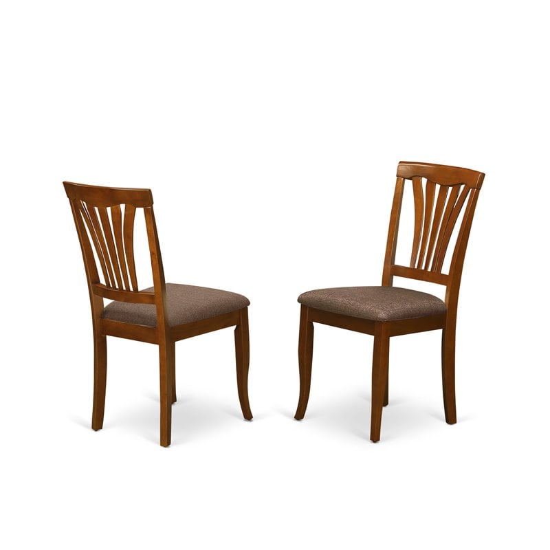 Pemberly Row 7pc Saddle Brown Dining Set w/ Linen Seat in Asian Wood
