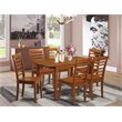 Pemberly Row 7-Piece Dining Set with Butterfly Leaf in Saddle Brown Wood