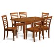Pemberly Row 7-Piece Dining Set with Butterfly Leaf in Saddle Brown Wood