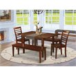 Pemberly Row 5-Piece Mahogany Wood Kitchen Set with Bench