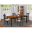 Pemberly Row 5-Piece Wood Dining Set with Linen Seats in Black and Cherry