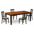 Pemberly Row 5-Piece Wood Dining Set with Linen Seats in Black and Cherry